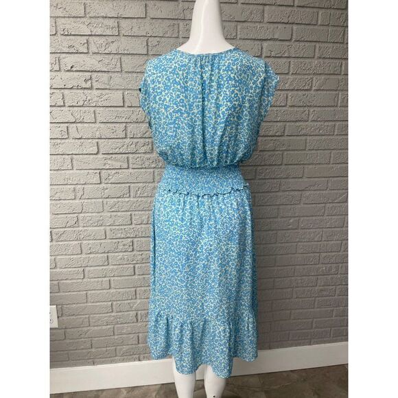 Sienna Sky Floral Smock Waist Ruffle Hem Midi Dress Size M - Picture 2 of 11